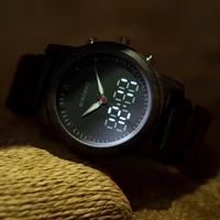 Kép 6/8 - Bobo Bird - Sportos Fa Karóra Analóg és Digitális Számlap