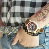 Kép 2/3 - Bobo Bird Valódi Fa Női Karóra - Bőr Szíj - Mintás