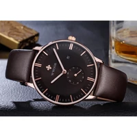 Kép 2/6 - WWOOR Férfi Üzleti Karóra - Barna Számlap - Rosegold Tok