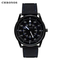 Kép 1/2 -  Chronos Fekete Bőrszíjas Férfi Karóra - Navy Design