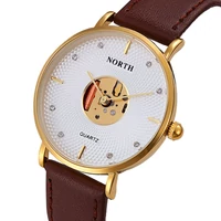 Kép 2/4 - North Elegáns Férfi Karóra - Barna - Arany - Fehér