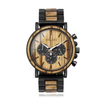 Kép 1/4 - BRAVE – Black and Wood – Kronográf Zebrafa Berakásos Férfi Karóra