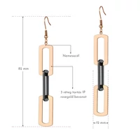 Kép 2/5 - Rosegold és Fekete Nemesacél Láncszem Női Fülbevaló