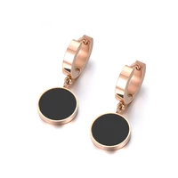 Kép 1/4 - Rosegold Nemesacél Női Fülbevaló - Fekete Dísz