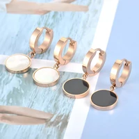 Kép 3/4 - Rosegold Nemesacél Női Fülbevaló - Fekete Dísz