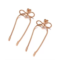 Kép 1/5 - Rosegold Nemesacél Masni Női Fülbevaló