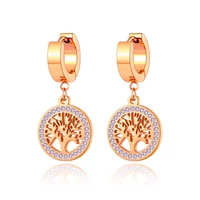 Kép 1/6 - Rosegold Nemesacél Életfa Női Fülbevaló