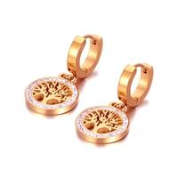 Kép 3/6 - Rosegold Nemesacél Életfa Női Fülbevaló