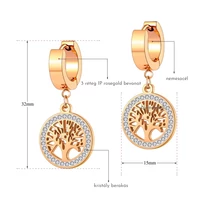 Kép 2/6 - Rosegold Nemesacél Életfa Női Fülbevaló