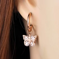Kép 4/5 - Rosegold Nemesacél Pillangó Női Fülbevaló Cirkóna Kó Berakással