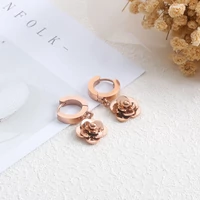 Kép 6/7 - Rosegold Nemesacél Rózsavirág Női Fülbevaló