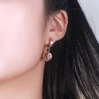 Kép 3/7 - Rosegold Nemesacél Rózsavirág Női Fülbevaló