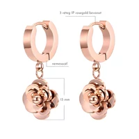 Kép 2/7 - Rosegold Nemesacél Rózsavirág Női Fülbevaló
