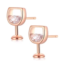 Kép 1/3 - Rosegold Női Fübevaló - Cirkónia Köves Borospohár Medál