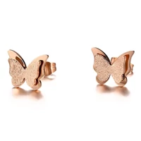 Kép 4/7 - Rosegold Nemesacél Pillangó fülbevaló