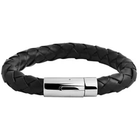 Kép 1/2 - Black Wolf - Fekete Fonott Bőr Karkötő