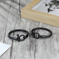 Kép 3/4 - Black Wolf - Vitorlás Karkötő - Fekete Bőr