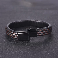 Kép 4/6 - Black Wolf - Fekete és Vörösesbarna Bőr Férfi Karkötő