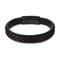 Kép 1/6 - Black Wolf - Fekete és Vörösesbarna Bőr Férfi Karkötő