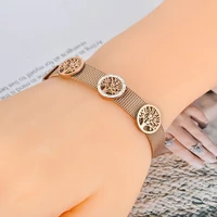 Kép 2/4 - Rosegold Nemesacél Mesh Női Karkötő - Életfa Medálokkal