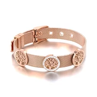 Kép 1/4 - Rosegold Nemesacél Mesh Női Karkötő - Életfa Medálokkal