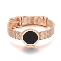 Kép 1/5 - Rosegold Nemesacél Mesh Női Karkötő - Római Szám Medál