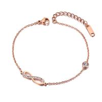Kép 1/4 - Rosegold Acél Női Karlánc - Cirkónia Kristály Végtelen Medállal