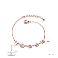 Kép 2/6 - Rosegold Nemesacél Női Karkötő - Virág Medálokkal