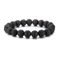 Kép 1/2 - Robusztus Fekete Lávakő Ásvány Karkötő - 10 mm