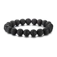 Kép 1/2 - Robusztus Fekete Lávakő Ásvány Karkötő - 10 mm