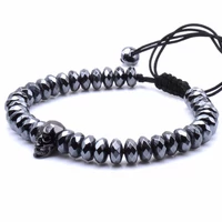 Kép 2/4 - Black Wolf - Hematit Koponya Férfi Gyöngy Karkötő - 8 mm