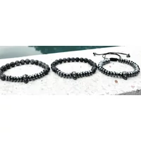 Kép 4/4 - Black Wolf - Hematit Koponya Férfi Gyöngy Karkötő - 8 mm