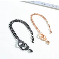 Kép 4/5 - Extravagáns Rosegold Acél Női Karlánc - Bilincs Zárral