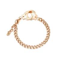 Kép 1/5 - Extravagáns Rosegold Acél Női Karlánc - Bilincs Zárral