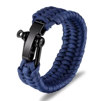 Kép 1/3 - Kék Paracord Karkötő - Fekete Zár