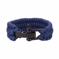 Kép 2/3 - Kék Paracord Karkötő - Fekete Zár