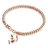 Kép 1/3 - Rosegold Acél Női Karkötő Delfin Medál