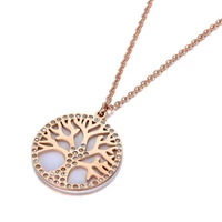 Kép 2/5 - Rosegold Nemesacél Női Nyaklánc - Életfa Medállal