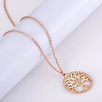 Kép 4/5 - Rosegold Nemesacél Női Nyaklánc - Életfa Medállal