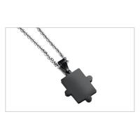 Kép 3/4 - Unisex Páros Nyaklánc - Rozsdamentes Acél Puzzle Medál - Fekete