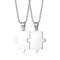Kép 1/4 - Unisex Páros Nyaklánc - Rozsdamentes Acél Puzzle Medál - Ezüst