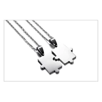 Kép 3/4 - Unisex Páros Nyaklánc - Rozsdamentes Acél Puzzle Medál - Ezüst