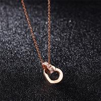 Kép 2/5 - Rosegold Nemesacél Szív Női Nyaklánc - Cirkónia Köves Dísz