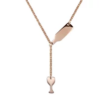Kép 1/5 - Nemesacél Rosegold Női Nyaklánc - Borospohár Medál