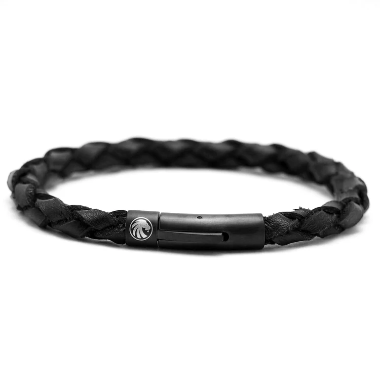 BRAVE - ARROW – Egysoros Fekete Fonott Bőr Karkötő BRAVE - ARROW – Egysoros Fekete Fonott Bőr Karkötő