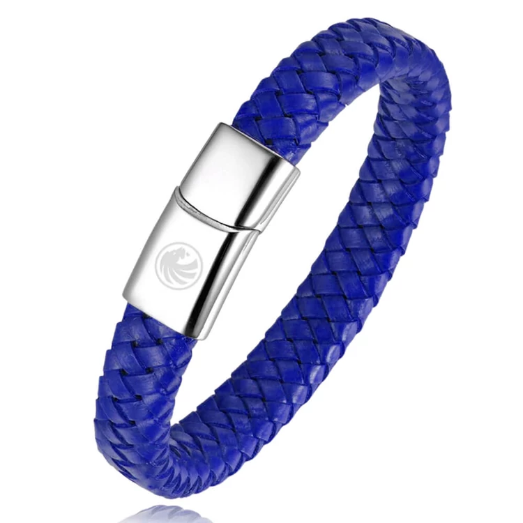 HERO - Széles Kék Fonott Bőr Karkötő HERO - Széles Kék Fonott Bőr Karkötő