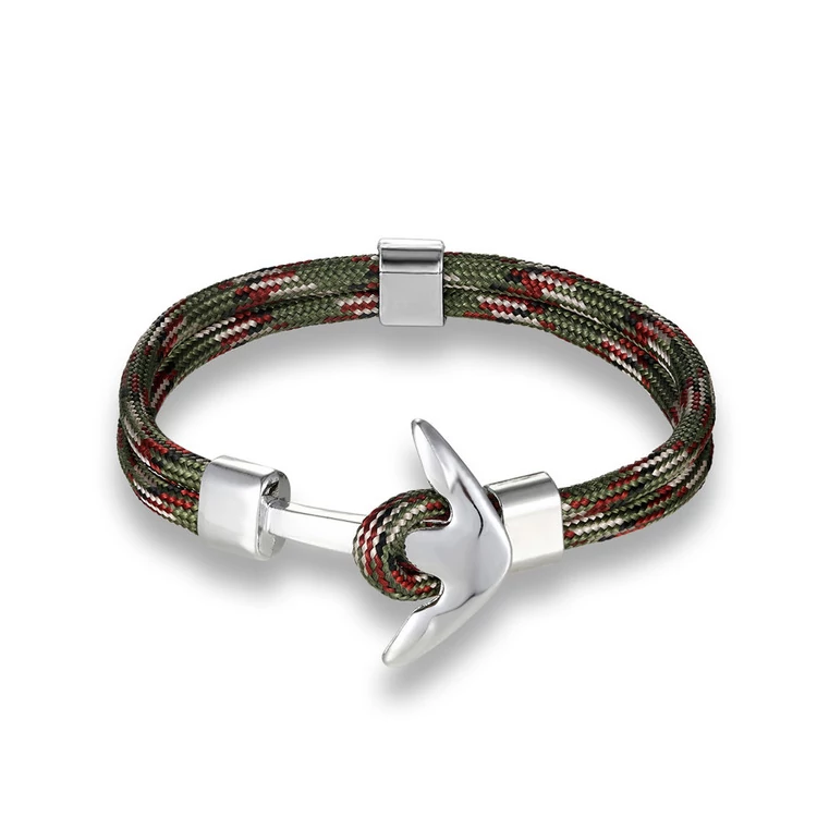Paracord Horgony Karkötő - Navy Design - Terepmintás - Ezüst színű dísz