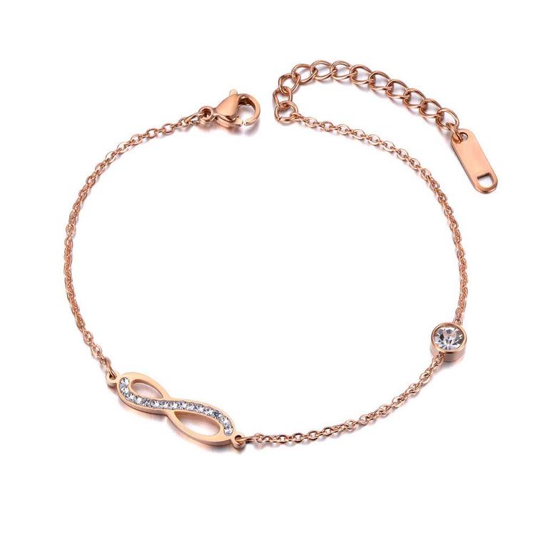 Rosegold Acél Női Karlánc - Cirkónia Kristály Végtelen Medállal