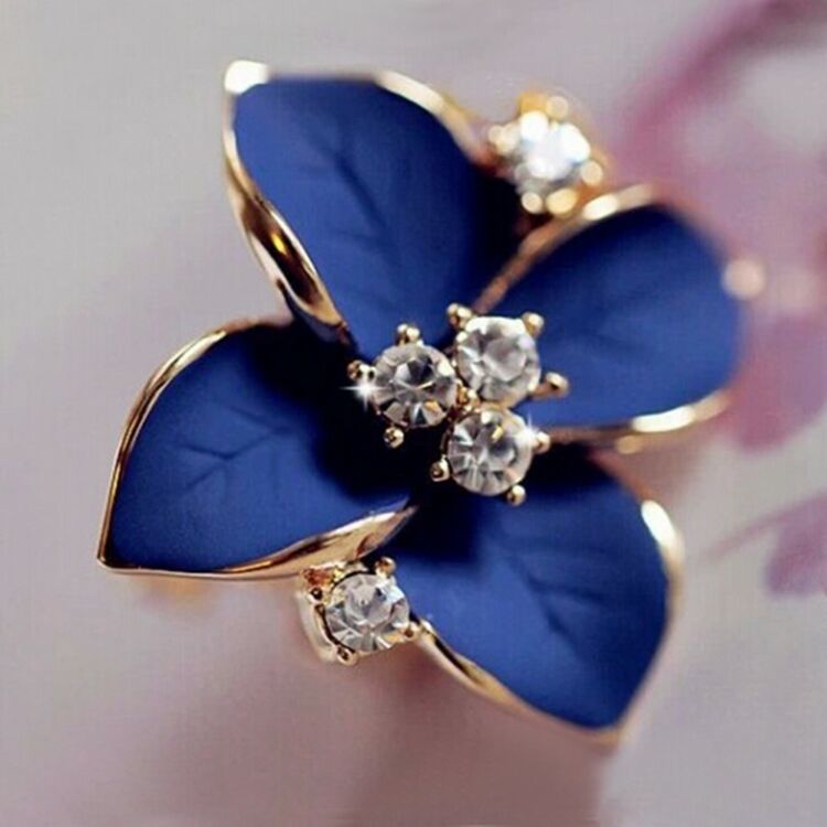 Virág Fülbevaló Hölgyeknek - Kék - Arany
