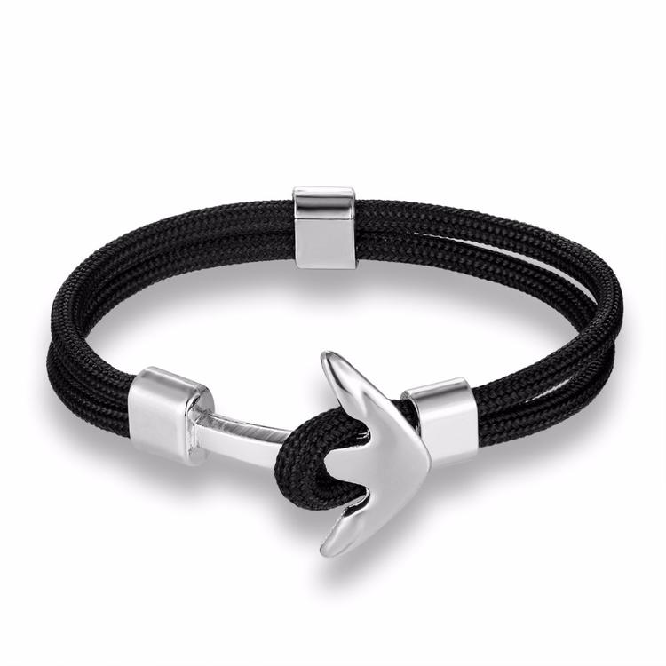 Paracord Horgony Karkötő - Navy Design - Fekete - Ezüst